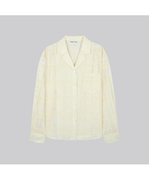Punching lace see-through shirt_Cream