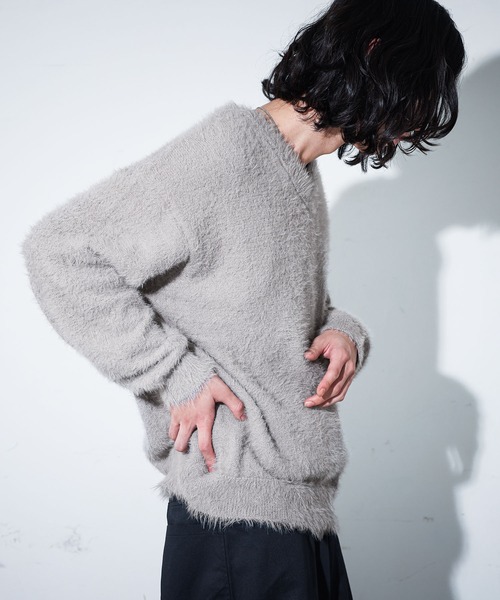 MDR(エムディアール)の「『シャギーVネックニットトップス』(ニット/セーター・メンズ・ブラック/グレー・M/L)」の9枚目の写真