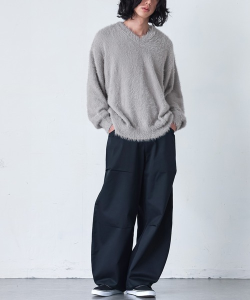 MDR(エムディアール)の「『シャギーVネックニットトップス』(ニット/セーター・メンズ・ブラック/グレー・M/L)」の12枚目の写真
