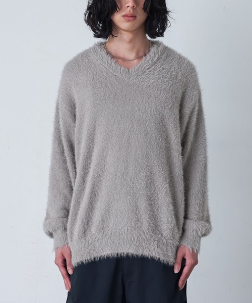 MDR(エムディアール)の「『シャギーVネックニットトップス』(ニット/セーター・メンズ・ブラック/グレー・M/L)」の16枚目の写真