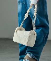 Fashion Letter | チェックシアサッカー 中綿シャーリングベルト ミニバッグ(ショルダーバッグ)