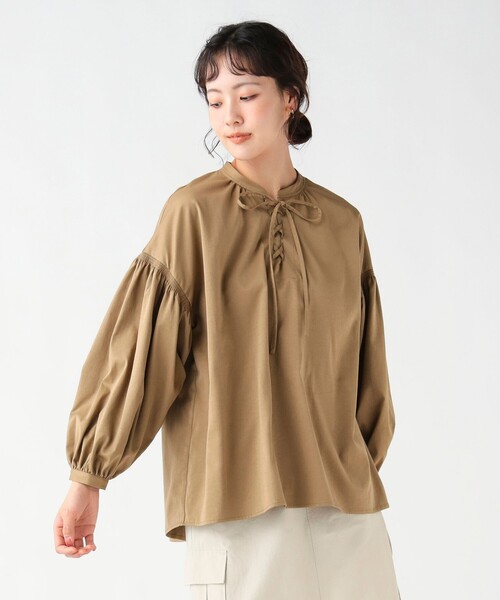 BEAMS HEART(ビームスハート)の「レースアップ リボンブラウス(シャツ/ブラウス・レディース・サックスブルー/ブラウン系その他2/ブラウン系その他3・FREE)」の1枚目の写真