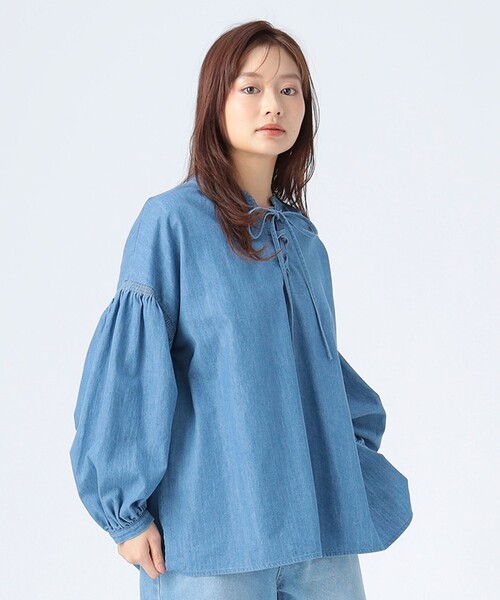BEAMS HEART(ビームスハート)の「レースアップ リボンブラウス(シャツ/ブラウス・レディース・サックスブルー/ブラウン系その他2/ブラウン系その他3・FREE)」の6枚目の写真