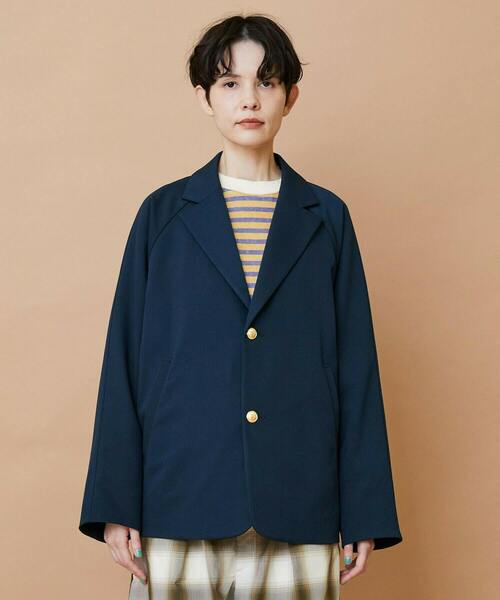FRAPBOIS(フラボア)の「ブレイザー ジャケット(テーラードジャケット・レディース・ネイビー/グレイッシュベージュ・1/2)」の2枚目の写真