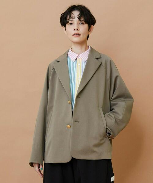 FRAPBOIS(フラボア)の「ブレイザー ジャケット(テーラードジャケット・レディース・ネイビー/グレイッシュベージュ・1/2)」の1枚目の写真