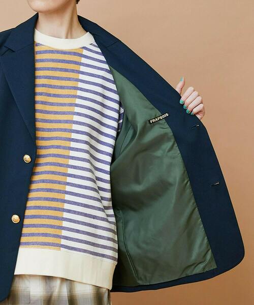 FRAPBOIS(フラボア)の「ブレイザー ジャケット(テーラードジャケット・レディース・ネイビー/グレイッシュベージュ・1/2)」の8枚目の写真