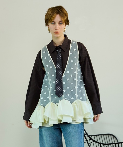 MAISON SPECIAL(メゾンスペシャル)の「【PRE-ORDER】Lily Hem Tunic/リリーヘムチュニック(チュニック・レディース・ホワイト/ブラック・FREE)」の2枚目の写真