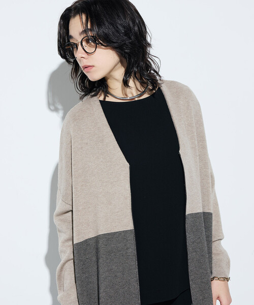 COMME CA(コムサ)の「ウール混スムース ジップカーディガン(カーディガン/ボレロ・レディース・サックスブルー/チャコール/ベージュ系その他・9号)」の1枚目の写真