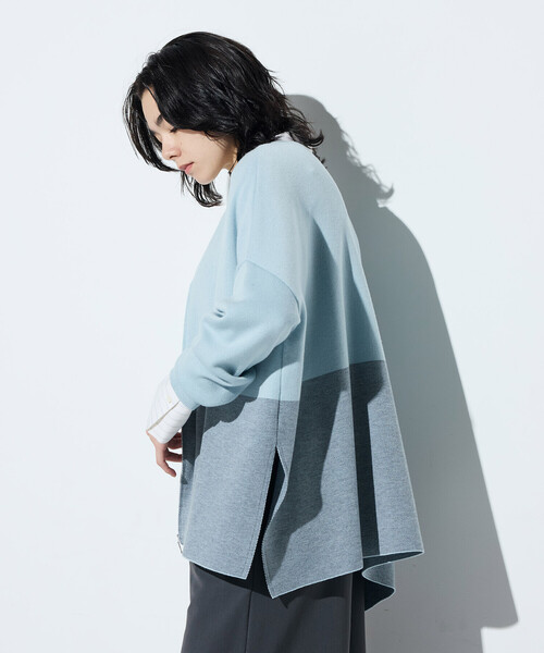 COMME CA(コムサ)の「ウール混スムース ジップカーディガン(カーディガン/ボレロ・レディース・サックスブルー/チャコール/ベージュ系その他・9号)」の3枚目の写真