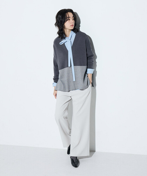COMME CA(コムサ)の「ウール混スムース ジップカーディガン(カーディガン/ボレロ・レディース・サックスブルー/チャコール/ベージュ系その他・9号)」の5枚目の写真