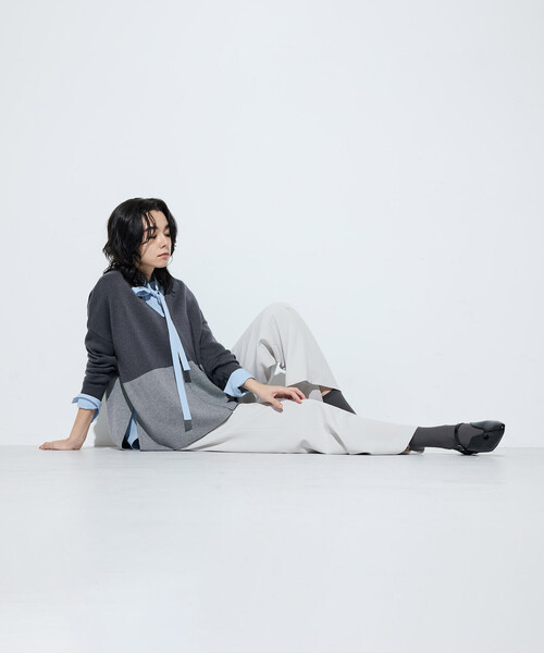 COMME CA(コムサ)の「ウール混スムース ジップカーディガン(カーディガン/ボレロ・レディース・サックスブルー/チャコール/ベージュ系その他・9号)」の8枚目の写真
