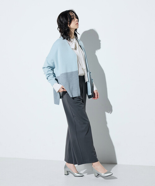 COMME CA(コムサ)の「ウール混スムース ジップカーディガン(カーディガン/ボレロ・レディース・サックスブルー/チャコール/ベージュ系その他・9号)」の14枚目の写真