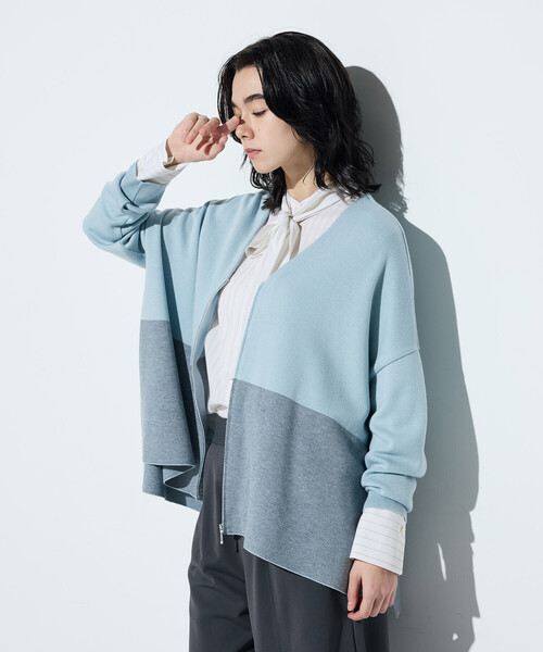 COMME CA(コムサ)の「ウール混スムース ジップカーディガン(カーディガン/ボレロ・レディース・サックスブルー/チャコール/ベージュ系その他・9号)」の15枚目の写真