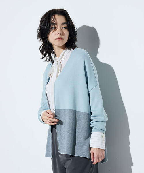 COMME CA(コムサ)の「ウール混スムース ジップカーディガン(カーディガン/ボレロ・レディース・サックスブルー/チャコール/ベージュ系その他・9号)」の16枚目の写真