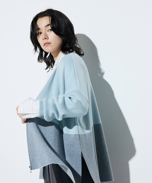 COMME CA(コムサ)の「ウール混スムース ジップカーディガン(カーディガン/ボレロ・レディース・サックスブルー/チャコール/ベージュ系その他・9号)」の17枚目の写真