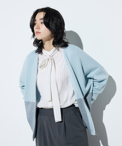 COMME CA(コムサ)の「ウール混スムース ジップカーディガン(カーディガン/ボレロ・レディース・サックスブルー/チャコール/ベージュ系その他・9号)」の18枚目の写真