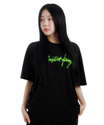 ネオングリーンビッグロゴブラックオーバーサイズ半袖Tシャツ