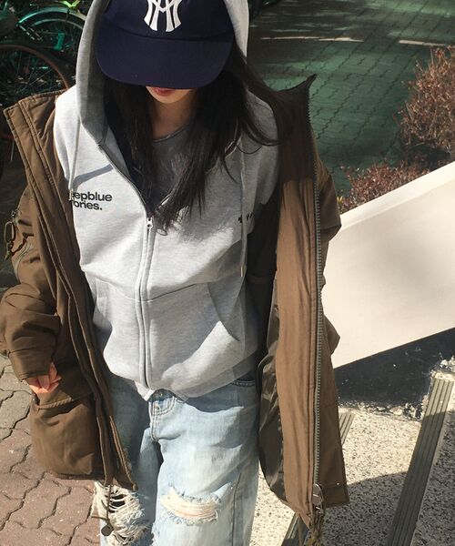 mydeepbluememories（マイディープブルーメモリーズ）の「(zp) MM SYMBOL LOGO 2WAY ZIP-UP (GREY)（パーカー・レディース・グレー・FREE/LARGE）」の7枚目の写真