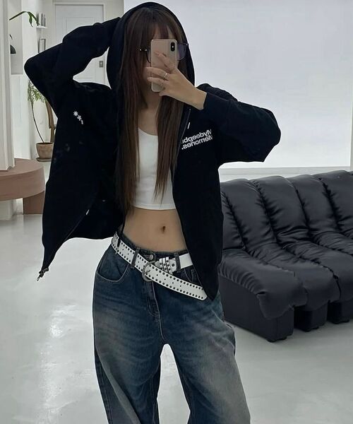 mydeepbluememories（マイディープブルーメモリーズ）の「(zp) MM SYMBOL LOGO 2WAY ZIP-UP (GREY)（パーカー・レディース・グレー・FREE/LARGE）」の4枚目の写真