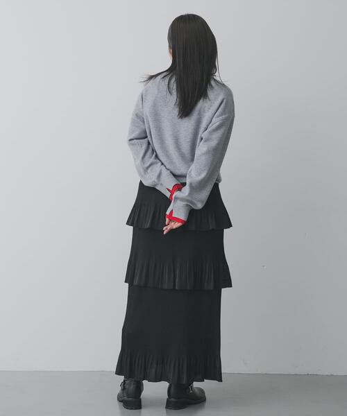 SENSE OF PLACE by URBAN RESEARCH（センスオブプレイスバイアーバンリサーチ）の「『洗濯可』バイカラーレイヤードセーター（ニット/セーター・レディース・アイボリー/グレー/ネイビー・ONE）」の7枚目の写真