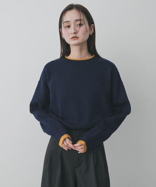 SENSE OF PLACE by URBAN RESEARCH（センスオブプレイスバイアーバンリサーチ）の「『洗濯可』バイカラーレイヤードセーター（ニット/セーター・レディース・アイボリー/グレー/ネイビー・ONE）」の13枚目の写真