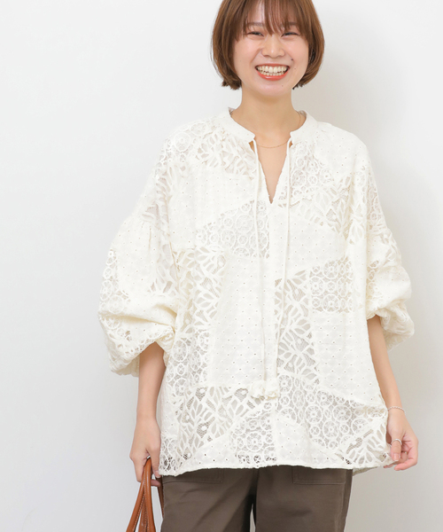 セール】ミックスレースギャザーブラウス（シャツ/ブラウス）｜JOURNAL