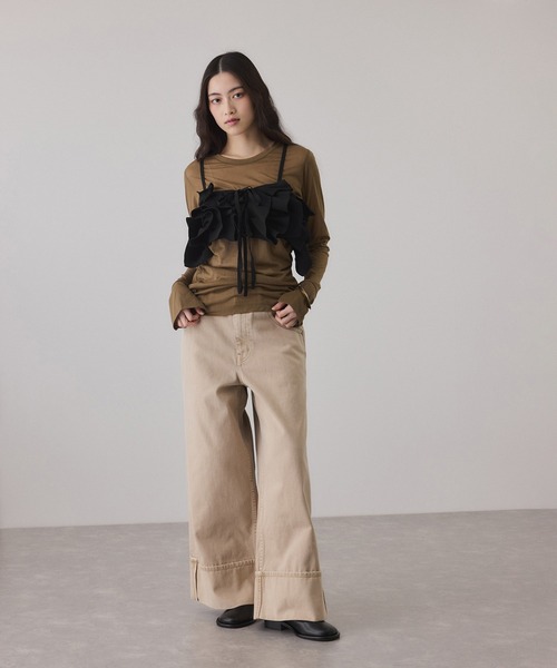 ADAM ET ROPE'(アダムエロペ)の「【サステナブル】ニットフリルビスチェ(ベスト・レディース・ブラック・FREE)」の2枚目の写真