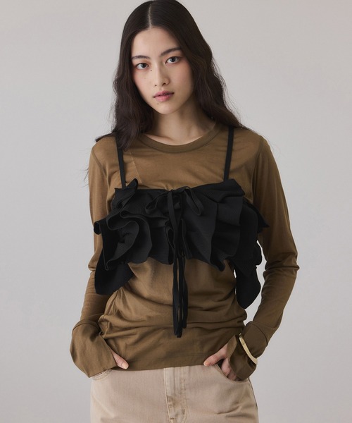 ADAM ET ROPE'(アダムエロペ)の「【サステナブル】ニットフリルビスチェ(ベスト・レディース・ブラック・FREE)」の8枚目の写真