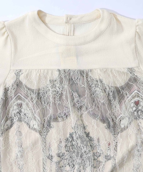 ScoLar（スカラー）の「553292：ガーデンティーパーティ柄 布帛×チュールレースワンピース（ワンピース・レディース・ブラック/アイボリー・M）」の15枚目の写真