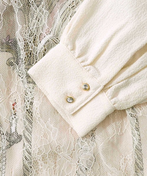 ScoLar（スカラー）の「553292：ガーデンティーパーティ柄 布帛×チュールレースワンピース（ワンピース・レディース・ブラック/アイボリー・M）」の18枚目の写真