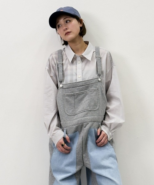 niko and...（ニコアンド）の「[MODE NORM CORE] デニムパッチワークサロペ（サロペット/オーバーオール・レディース・ブラック/グレー/アイボリー・MEDIUM/LARGE）」の13枚目の写真