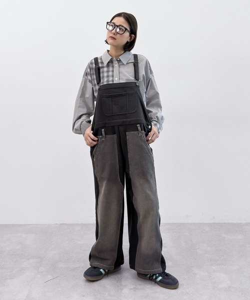 niko and...（ニコアンド）の「[MODE NORM CORE] デニムパッチワークサロペ（サロペット/オーバーオール・レディース・ブラック/グレー/アイボリー・MEDIUM/LARGE）」の14枚目の写真