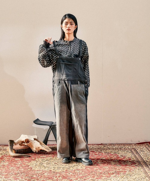 MODE NORM CORE] デニムパッチワークサロペ（サロペット