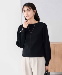 【WEB限定】ボートネックパフスリーブスプリングニット