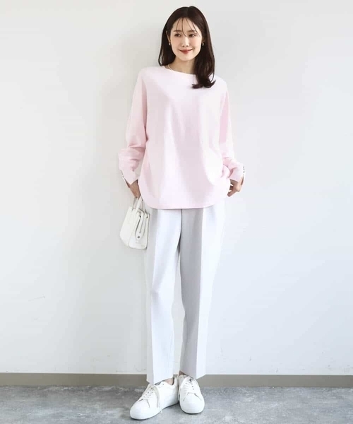 MK MICHEL KLEIN（エムケーミッシェルクラン）の「ダブルクロス テーパードパンツ/セットアップ対応/防シワ/ストレッチ/洗える（その他パンツ・レディース・ネイビー/グレイッシュベージュ・36/38）」の15枚目の写真