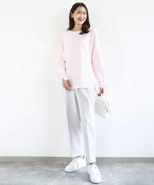 MK MICHEL KLEIN（エムケーミッシェルクラン）の「ダブルクロス テーパードパンツ/セットアップ対応/防シワ/ストレッチ/洗える（その他パンツ・レディース・ネイビー/グレイッシュベージュ・36/38）」の17枚目の写真