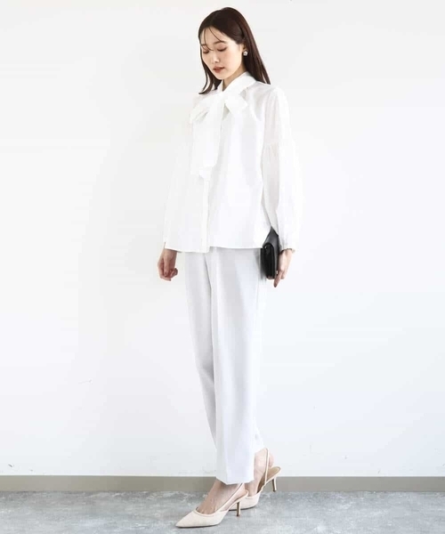 MK MICHEL KLEIN（エムケーミッシェルクラン）の「ダブルクロス テーパードパンツ/セットアップ対応/防シワ/ストレッチ/洗える（その他パンツ・レディース・ネイビー/グレイッシュベージュ・36/38）」の18枚目の写真