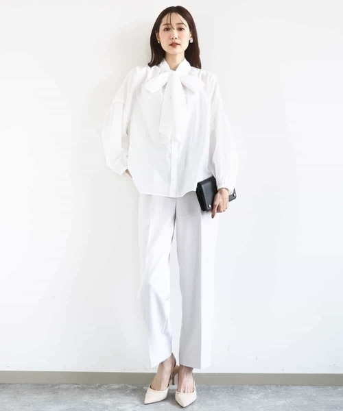 MK MICHEL KLEIN（エムケーミッシェルクラン）の「ダブルクロス テーパードパンツ/セットアップ対応/防シワ/ストレッチ/洗える（その他パンツ・レディース・ネイビー/グレイッシュベージュ・36/38）」の19枚目の写真