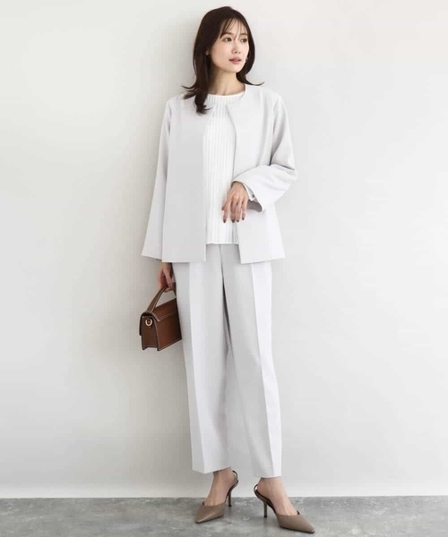 MK MICHEL KLEIN（エムケーミッシェルクラン）の「ダブルクロス テーパードパンツ/セットアップ対応/防シワ/ストレッチ/洗える（その他パンツ・レディース・ネイビー/グレイッシュベージュ・36/38）」の21枚目の写真