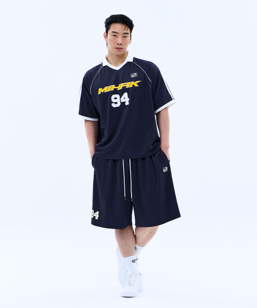 MIHAK（ミハク）の「94 フットボールジャージハーフパンツ (ネイビー)（スウェットパンツ・メンズ・その他・1/2）」の2枚目の写真