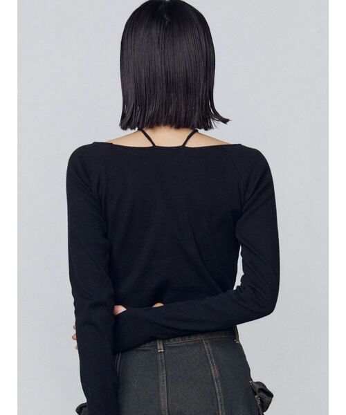 EMODA（エモダ）の「2WAYストリングリブトップス（Tシャツ/カットソー・レディース・イエロー/グレー/ブラック/ホワイト・FREE）」の6枚目の写真