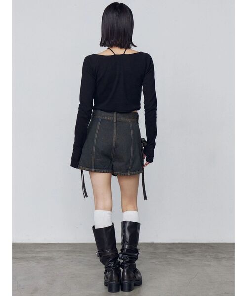 EMODA（エモダ）の「2WAYストリングリブトップス（Tシャツ/カットソー・レディース・イエロー/グレー/ブラック/ホワイト・FREE）」の8枚目の写真