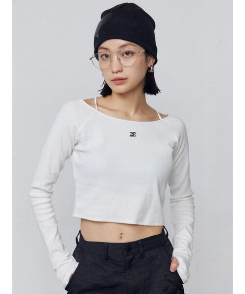 EMODA（エモダ）の「2WAYストリングリブトップス（Tシャツ/カットソー・レディース・イエロー/グレー/ブラック/ホワイト・FREE）」の11枚目の写真