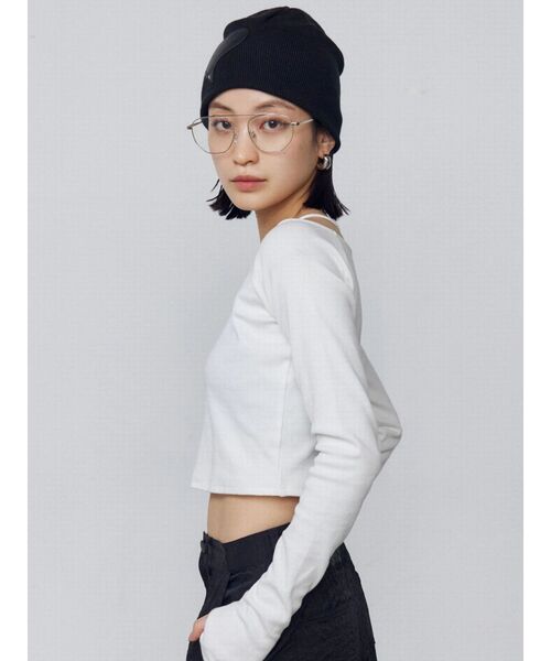 EMODA（エモダ）の「2WAYストリングリブトップス（Tシャツ/カットソー・レディース・イエロー/グレー/ブラック/ホワイト・FREE）」の12枚目の写真