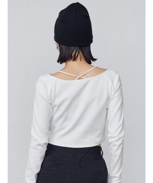 EMODA（エモダ）の「2WAYストリングリブトップス（Tシャツ/カットソー・レディース・イエロー/グレー/ブラック/ホワイト・FREE）」の13枚目の写真