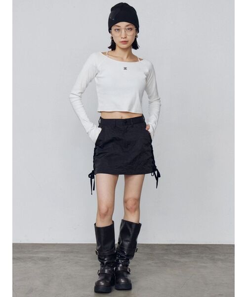 EMODA（エモダ）の「2WAYストリングリブトップス（Tシャツ/カットソー・レディース・イエロー/グレー/ブラック/ホワイト・FREE）」の14枚目の写真