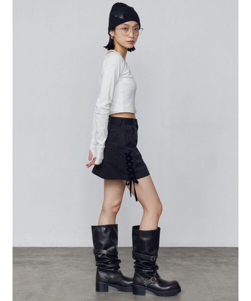 EMODA（エモダ）の「2WAYストリングリブトップス（Tシャツ/カットソー・レディース・イエロー/グレー/ブラック/ホワイト・FREE）」の15枚目の写真