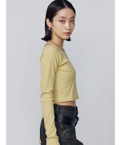 EMODA（エモダ）の「2WAYストリングリブトップス（Tシャツ/カットソー・レディース・イエロー/グレー/ブラック/ホワイト・FREE）」の20枚目の写真