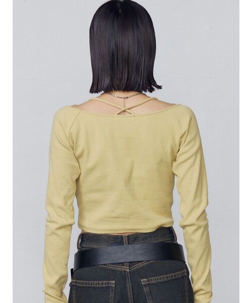 EMODA（エモダ）の「2WAYストリングリブトップス（Tシャツ/カットソー・レディース・イエロー/グレー/ブラック/ホワイト・FREE）」の21枚目の写真