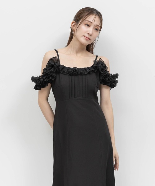 RANDA（ランダ）の「レースフリルマーメイドキャミワンピース（ワンピース・レディース・ブラック/グレー/ベージュ・0/1）」の2枚目の写真